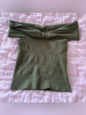 Lulus Judah Olive Green Off-the-Shoulder Sweater Top
